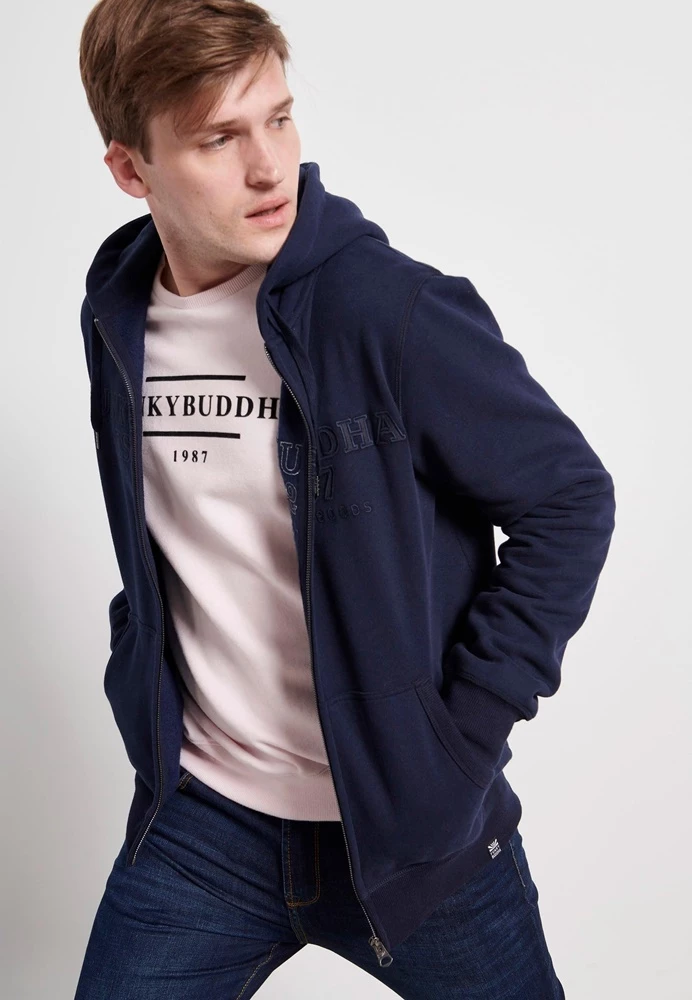 Ανδρική φούτερ ζακέτα FUNKY BUDDHA σκούρο μπλε 5 Ανδρική φούτερ ζακέτα FUNKY BUDDHA σκούρο μπλε - Image 3