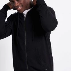 Πλεκτά-Ζακέτες Εκπτώσεις -Πλεκτά-Ζακέτες Εκπτώσεις 7004923.0 0001 2 funky buddha πλεκτή ζακέτα με φερμουάρ και κουκούλα funky buddha μαύρη x1000