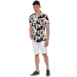 Ανδρική αθλητικό πουκάμισο Admiral Sarit λευκό μαύρο