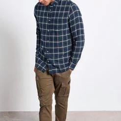 Ανδρικό πουκάμισο FUNKY BUDDHA καρό μπλε λευκό