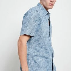 Ανδρικό κοντομάνικο πουκάμισο FUNKY BUDDHA μπλε