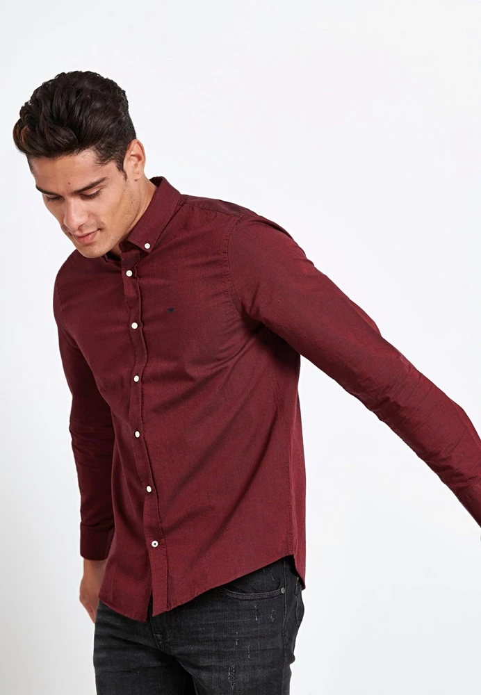 Ανδρικό Oxford πουκάμισο FUNKY BUDDHA μπορντό 6 Ανδρικό Oxford πουκάμισο FUNKY BUDDHA μπορντό - Image 4