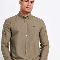 Ανδρικό Oxford πουκάμισο FUNKY BUDDHA καφέ