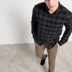 Ανδρικό πουκάμισο FUNKY BUDDHA καρό μαύρο γκρι -Πλεκτά-Ζακέτες Εκπτώσεις 7006883.0 0001 3 funky buddha ανδρικό πουκάμισο funky buddha καρό μαύρο γκρι x1000