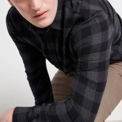 Ανδρικό πουκάμισο FUNKY BUDDHA καρό μαύρο γκρι -Πλεκτά-Ζακέτες Εκπτώσεις 7006883.0 0001 5 funky buddha ανδρικό πουκάμισο funky buddha καρό μαύρο γκρι x1000