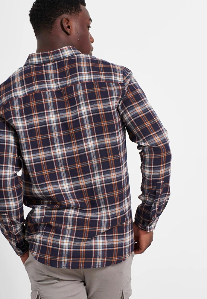 Ανδρικό πουκάμισο FUNKY BUDDHA καρό μπλε λευκό 7 Ανδρικό πουκάμισο FUNKY BUDDHA καρό μπλε λευκό - Image 5