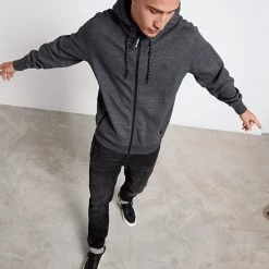 Ανδρική φούτερ ζακέτα FUNKY BUDDHA γκρι μελανζέ