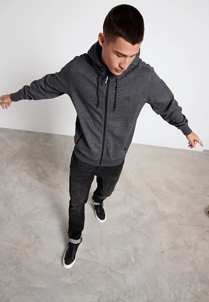 Ανδρική φούτερ ζακέτα FUNKY BUDDHA γκρι μελανζέ 3 Ανδρική φούτερ ζακέτα FUNKY BUDDHA γκρι μελανζέ