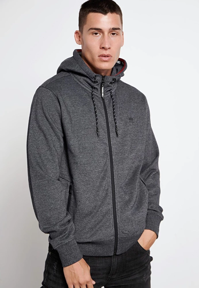 Ανδρική φούτερ ζακέτα FUNKY BUDDHA γκρι μελανζέ 4 Ανδρική φούτερ ζακέτα FUNKY BUDDHA γκρι μελανζέ - Image 2