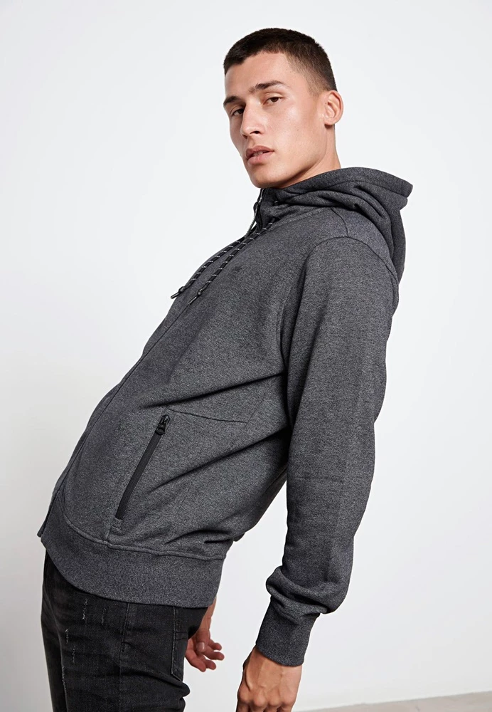 Ανδρική φούτερ ζακέτα FUNKY BUDDHA γκρι μελανζέ 6 Ανδρική φούτερ ζακέτα FUNKY BUDDHA γκρι μελανζέ - Image 4