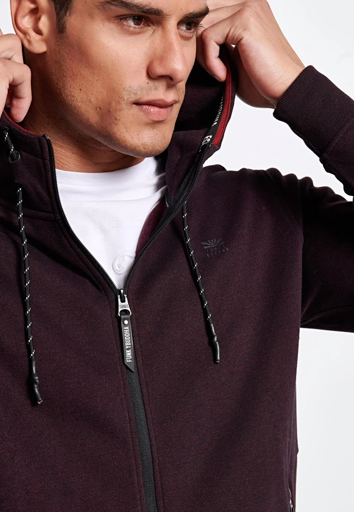 Ανδρική φούτερ ζακέτα FUNKY BUDDHA μπορντό 7 Ανδρική φούτερ ζακέτα FUNKY BUDDHA μπορντό - Image 5