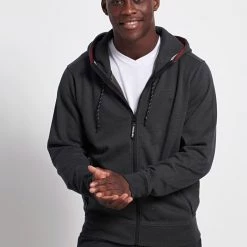 Ανδρική φούτερ ζακέτα FUNKY BUDDHA ανθρακί μελανζέ