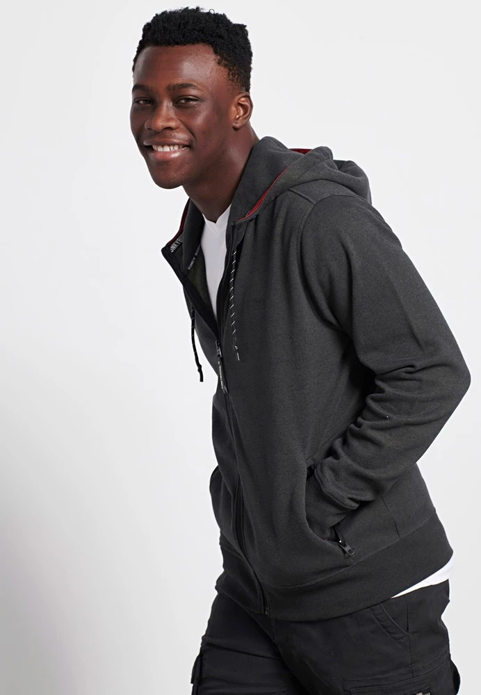 Ανδρική φούτερ ζακέτα FUNKY BUDDHA ανθρακί μελανζέ 6 Ανδρική φούτερ ζακέτα FUNKY BUDDHA ανθρακί μελανζέ - Image 4