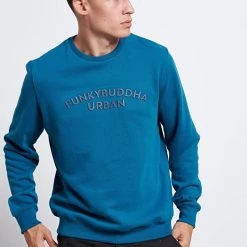 Ανδρική φούτερ μπλούζα FUNKY BUDDHA μπλε -Πλεκτά-Ζακέτες Εκπτώσεις 7006929.0 0001 3 funky buddha ανδρική φούτερ μπλούζα funky buddha μπλε x1000