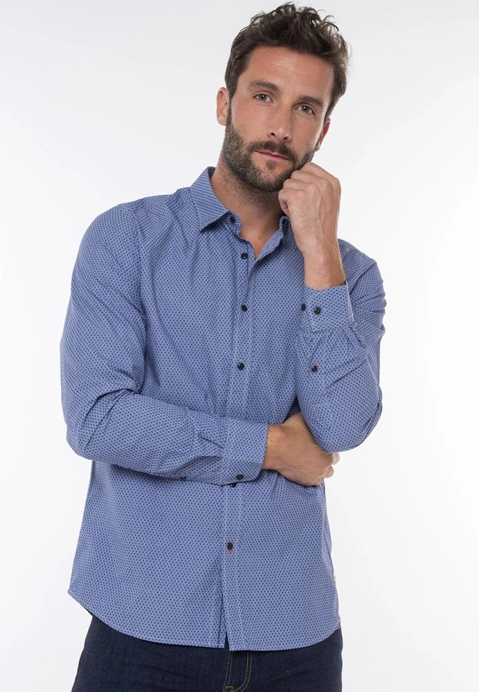 Ανδρικό πουκάμισο FUNKY BUDDHA μπλε 3 Ανδρικό πουκάμισο FUNKY BUDDHA μπλε