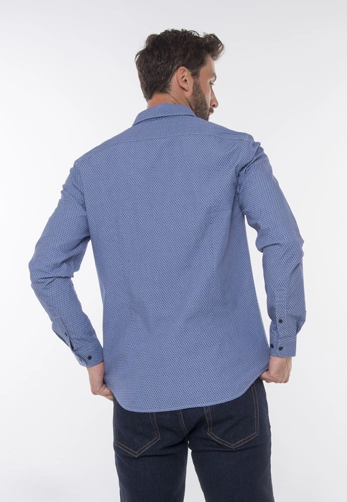 Ανδρικό πουκάμισο FUNKY BUDDHA μπλε 4 Ανδρικό πουκάμισο FUNKY BUDDHA μπλε - Image 2