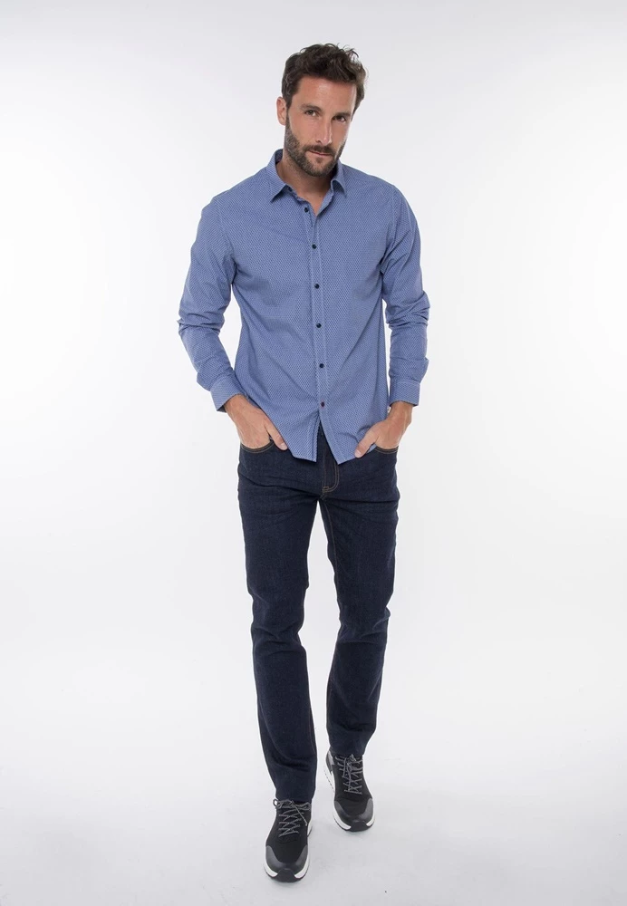 Ανδρικό πουκάμισο FUNKY BUDDHA μπλε 5 Ανδρικό πουκάμισο FUNKY BUDDHA μπλε - Image 3