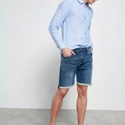 νδρική τζιν βερμούδα FUNKY BUDDHA μπλε