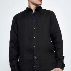 Ανδρικό λινό πουκάμισο FUNKY BUDDHA μαύρο -Πλεκτά-Ζακέτες Εκπτώσεις 7007152.0 0001 3 funky buddha ανδρικό λινό πουκάμισο funky buddha μαύρο x1000
