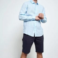 Ανδρικό λινό πουκάμισο FUNKY BUDDHA μπλε -Πλεκτά-Ζακέτες Εκπτώσεις 7007153.0 0001 2 funky buddha ανδρικό λινό πουκάμισο funky buddha μπλε x1000