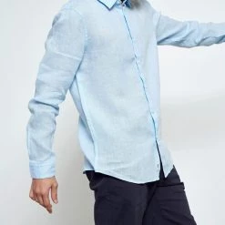 Ανδρικό λινό πουκάμισο FUNKY BUDDHA μπλε -Πλεκτά-Ζακέτες Εκπτώσεις 7007153.0 0001 4 funky buddha ανδρικό λινό πουκάμισο funky buddha μπλε x1000