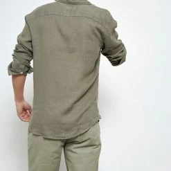 Ανδρικό λινό πουκάμισο FUNKY BUDDHA καφέ -Πλεκτά-Ζακέτες Εκπτώσεις 7007154.0 0001 3 funky buddha ανδρικό λινό πουκάμισο funky buddha καφέ x1000