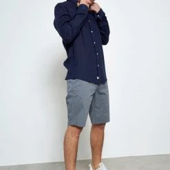 Ανδρικό λινό πουκάμισο FUNKY BUDDHA μπλε