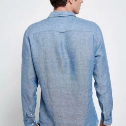 Ανδρικό λινό πουκάμισο FUNKY BUDDHA μπλε -Πλεκτά-Ζακέτες Εκπτώσεις 7007164.0 0001 3 funky buddha ανδρικό λινό πουκάμισο funky buddha μπλε x1000