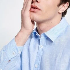 Ανδρικό λινό πουκάμισο FUNKY BUDDHA μπλε -Πλεκτά-Ζακέτες Εκπτώσεις 7007165.0 0001 4 funky buddha ανδρικό λινό πουκάμισο funky buddha μπλε x1000