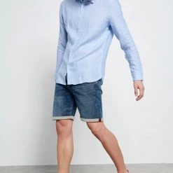 Ανδρικό λινό πουκάμισο FUNKY BUDDHA μπλε -Πλεκτά-Ζακέτες Εκπτώσεις 7007165.0 0001 5 funky buddha ανδρικό λινό πουκάμισο funky buddha μπλε x1000