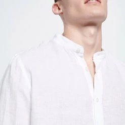 Ανδρικό λινό πουκάμισο FUNKY BUDDHA λευκό -Πλεκτά-Ζακέτες Εκπτώσεις 7007167.0 0001 4 funky buddha ανδρικό λινό πουκάμισο funky buddha λευκό x1000