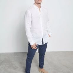 Ανδρικό λινό πουκάμισο FUNKY BUDDHA λευκό -Πλεκτά-Ζακέτες Εκπτώσεις 7007167.0 0001 5 funky buddha ανδρικό λινό πουκάμισο funky buddha λευκό x1000