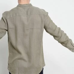 Ανδρικό λινό πουκάμισο FUNKY BUDDHA χακί -Πλεκτά-Ζακέτες Εκπτώσεις 7007169.0 0001 4 funky buddha ανδρικό λινό πουκάμισο funky buddha χακί x1000