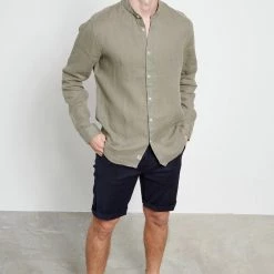 Ανδρικό λινό πουκάμισο FUNKY BUDDHA χακί -Πλεκτά-Ζακέτες Εκπτώσεις 7007169.0 0001 5 funky buddha ανδρικό λινό πουκάμισο funky buddha χακί x1000