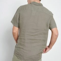 Ανδρικό λινό πουκάμισο FUNKY BUDDHA χακί -Πλεκτά-Ζακέτες Εκπτώσεις 7007171.0 0001 4 funky buddha ανδρικό λινό πουκάμισο funky buddha χακί x1000
