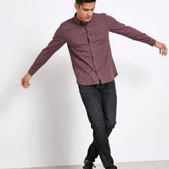 Ανδρικό μακρυμάνικο πουκάμισο FUNKY BUDDHA κόκκινο