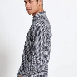 Ανδρικό μακρυμάνικο πουκάμισο FUNKY BUDDHA καρό λευκό μαύρο -Πλεκτά-Ζακέτες Εκπτώσεις 7007192.0 0001 3 funky buddha ανδρικό μακρυμάνικο πουκάμισο funky buddha καρό λευκό μαύρο x1000