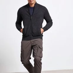 Ανδρική πλεκτή ζακέτα FUNKY BUDDHA μπλε