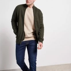 Ανδρική πλεκτή ζακέτα FUNKY BUDDHA χακί