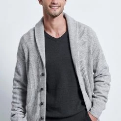 Ανδρική πλεκτή ζακέτα FUNKY BUDDHA γκρι