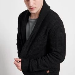 Ανδρική πλεκτή ζακέτα FUNKY BUDDHA μαύρη