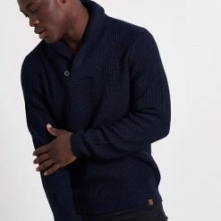 Ανδρική πλεκτή μπλούζα FUNKY BUDDHA μπλε