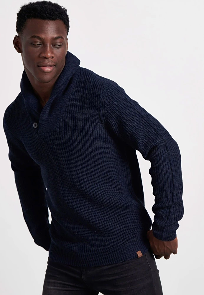 Ανδρική πλεκτή μπλούζα FUNKY BUDDHA μπλε 4 Ανδρική πλεκτή μπλούζα FUNKY BUDDHA μπλε - Image 2