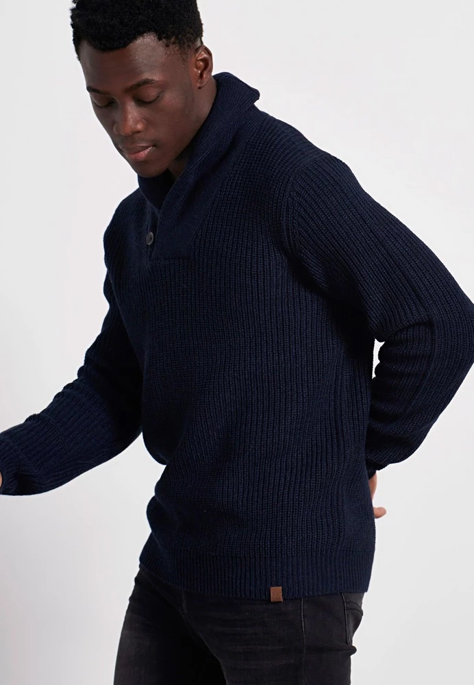 Ανδρική πλεκτή μπλούζα FUNKY BUDDHA μπλε 6 Ανδρική πλεκτή μπλούζα FUNKY BUDDHA μπλε - Image 4